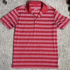Nike Red and White Polo Shirt striped